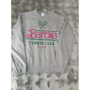 Barbie Tennis Club Crewneck Sweatshirt Gray Pink Green Mattel Graphic Med-0614